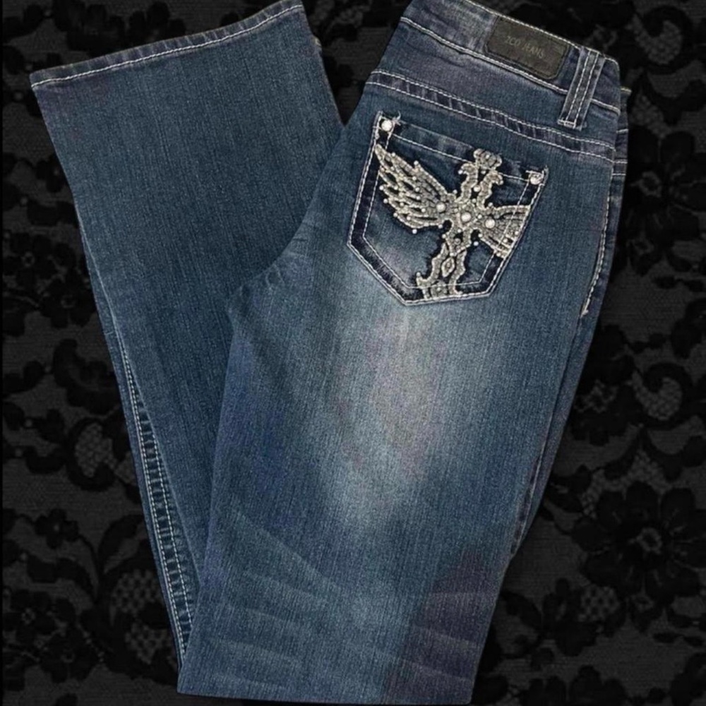 Stunning Vintage 2000s Embellished Flare ZCO Jeans